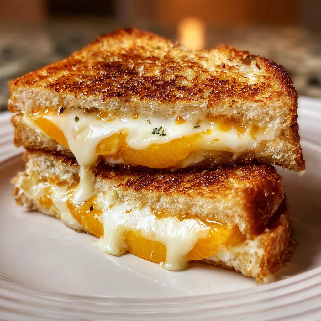 Gourmet Honey Peach White Cheddar Grilled Cheese with Caramelized Sweetness - tertiary view